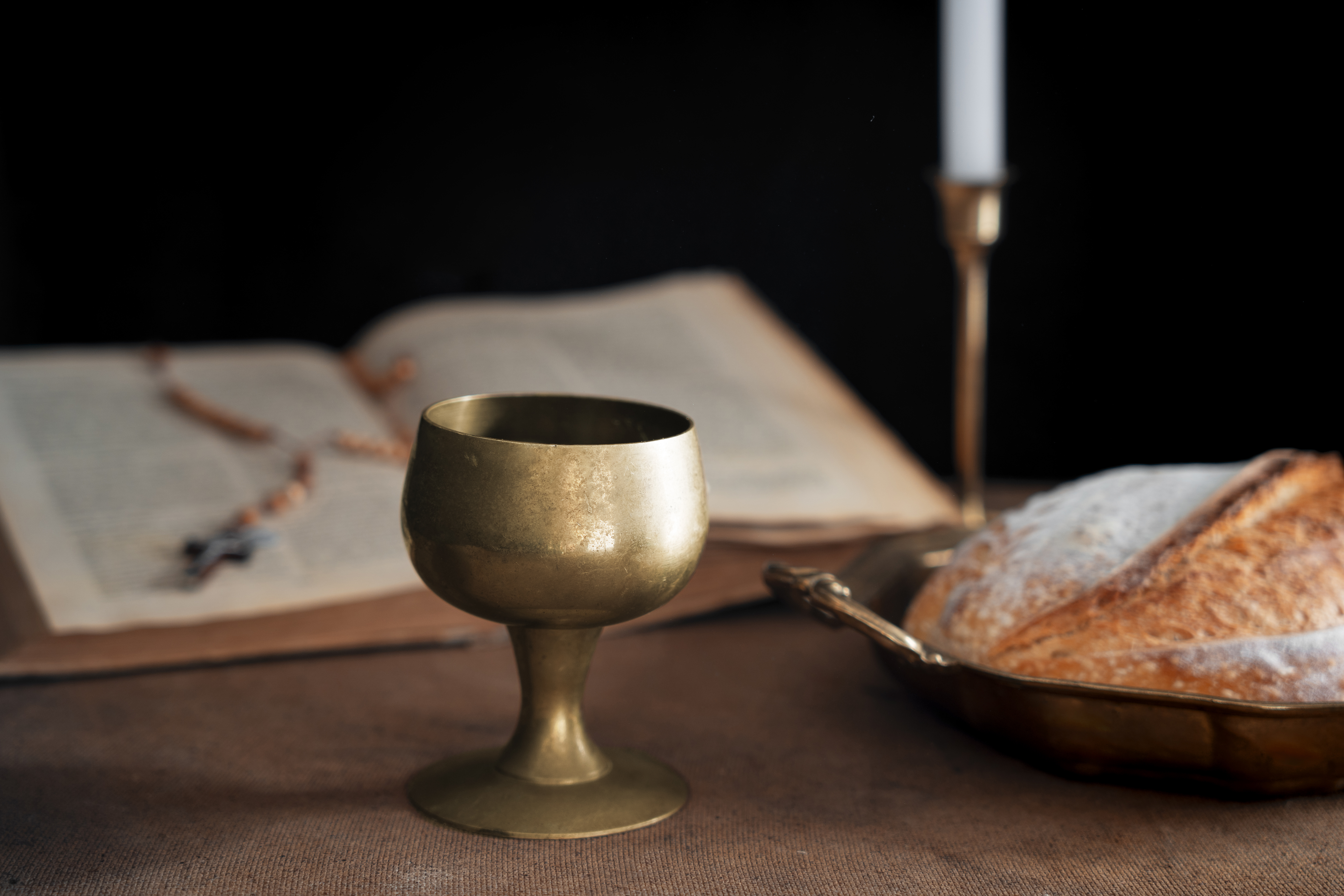 bread wine arrangement still life